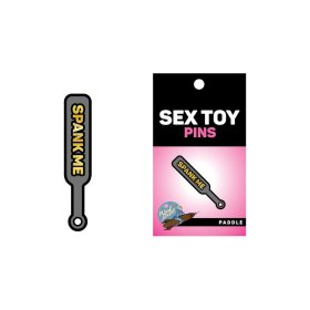 Enamel Pin: Spank Me Paddle - Grey/Gold Enamel Pin: Spank Me Paddle - Grey/Gold