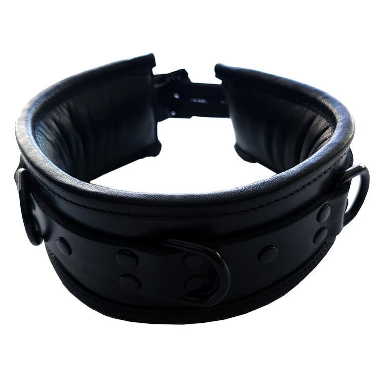(image for) Leather Padded Collar - Black with Black