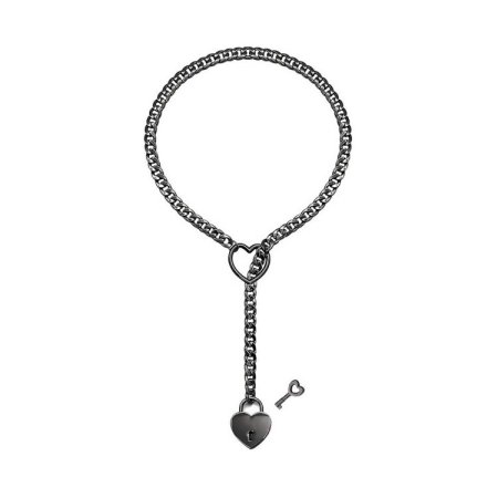 (image for) HEART & LOCK O RING SLIP CHOKE CHAIN - Black