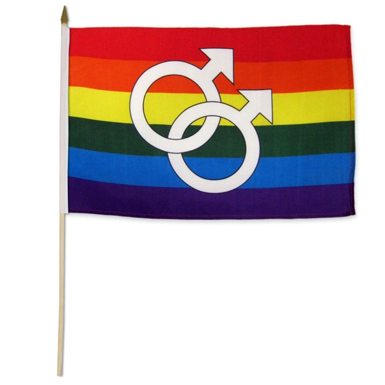 (image for) Rainbow Double Mars Stick Flag 12\" X 18*